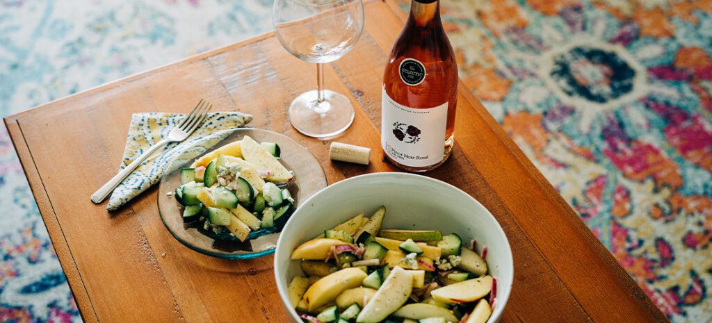 salad and wine