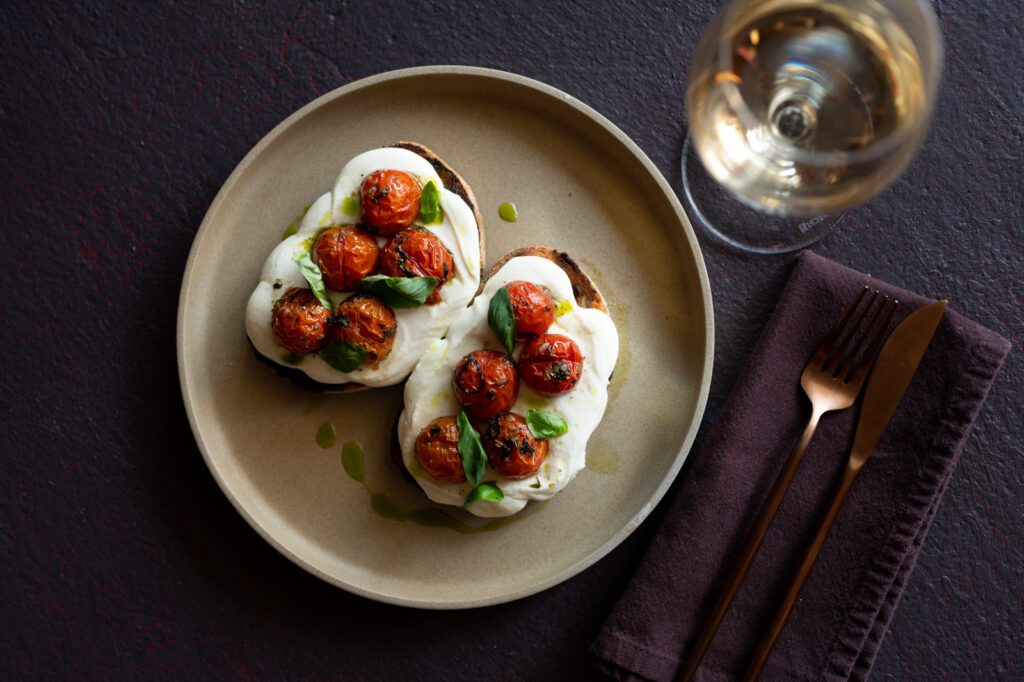 Cherry tomato and whipped Vannella's buffalo ricotta